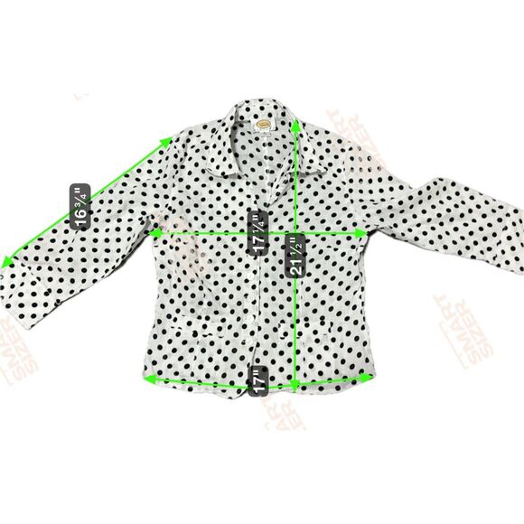 Talbots Petites Shacket 6P White Black Polka Dots 100% Linen Business Casual - Picture 8 of 8